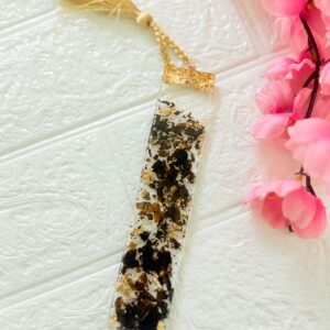 Elegant Resin Bookmark with Golden Foil Accents